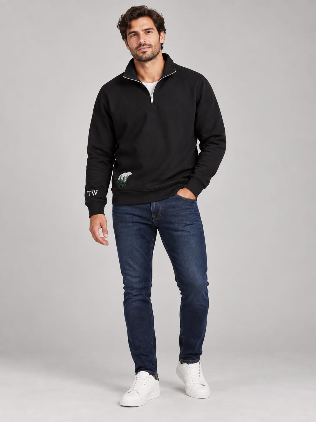 Blusão Masculino TW Leve para o Mundo – Gola Alta Half-Zip