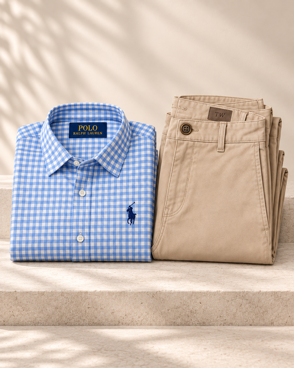 Kit Linha Luxo Premium – Camisa Polo Ralph Lauren Xadrez + Calça TW