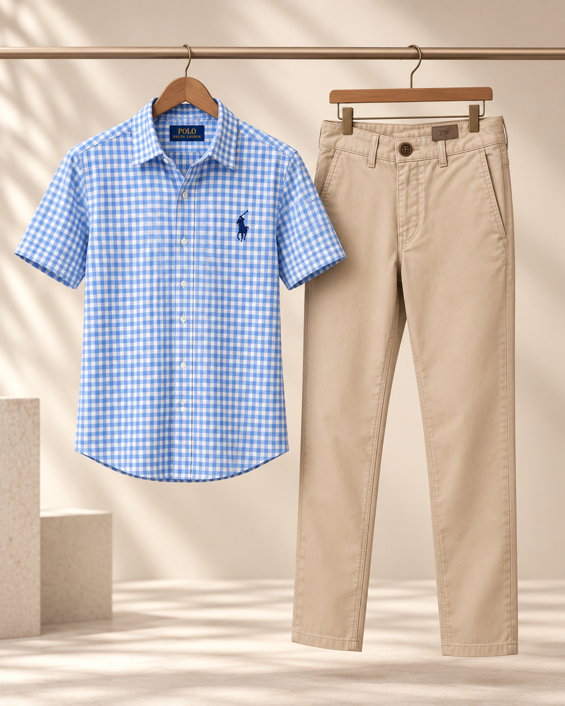 Kit Linha Luxo Premium – Camisa Polo Ralph Lauren Xadrez + Calça TW