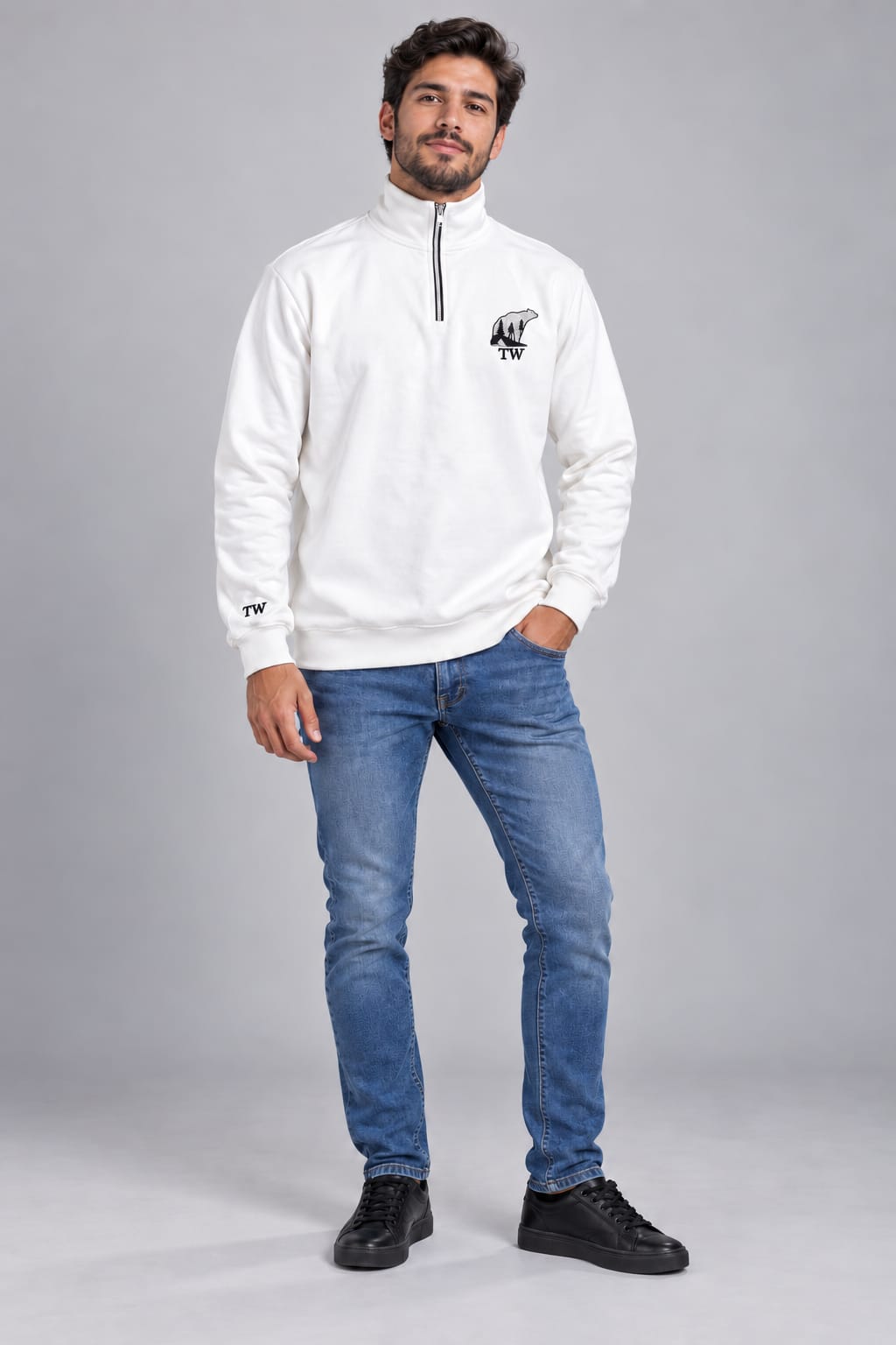Blusão Masculino TW Leve para o Mundo – Gola Alta Half-Zip