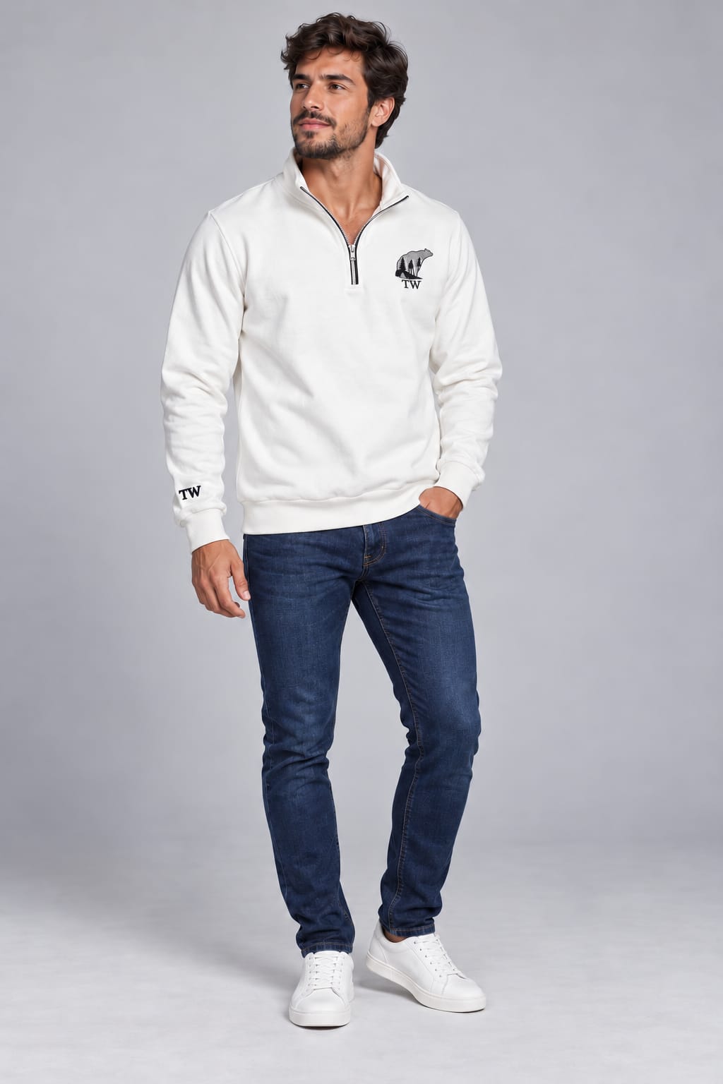 Blusão Masculino TW Leve para o Mundo – Gola Alta Half-Zip