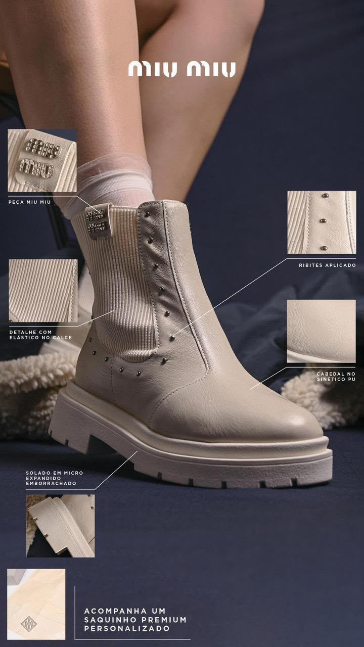 Bota feminina premium Chelsea bege