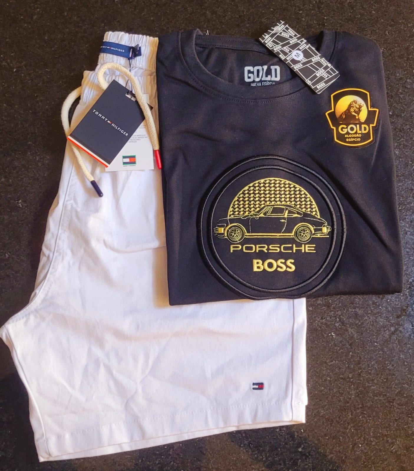 Kit Premium Porsche Boss com short Tommy Hilfiger branco