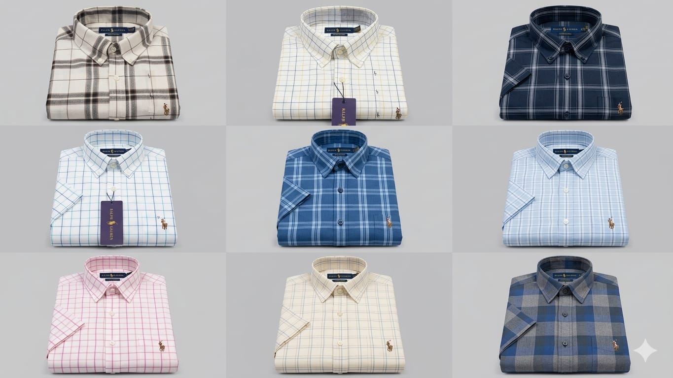 Camisa Polo Ralph Lauren xadrez manga curta