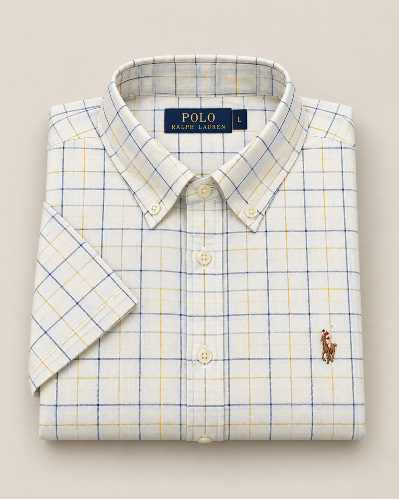 Camisa Polo Ralph Lauren Xadrez Manga Curta